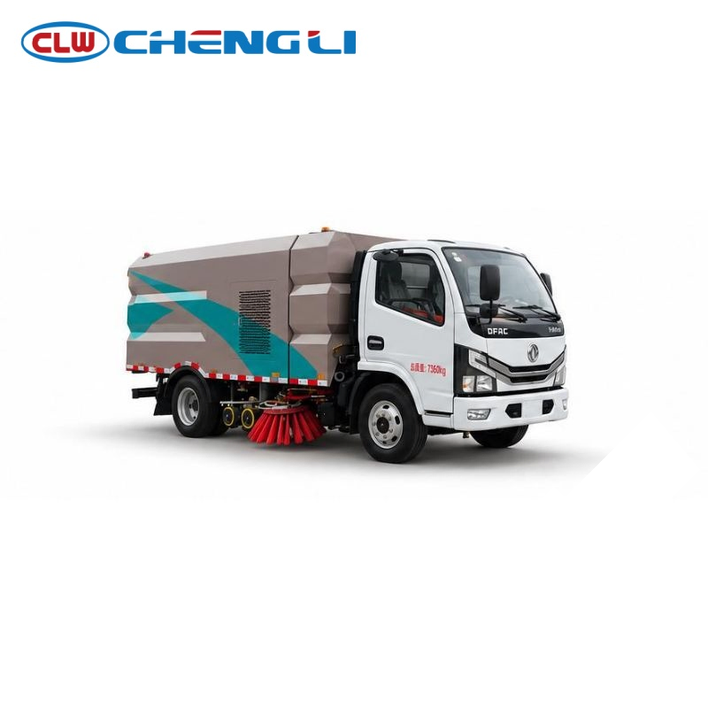 Compact Road Sweeper Truck — front-side view