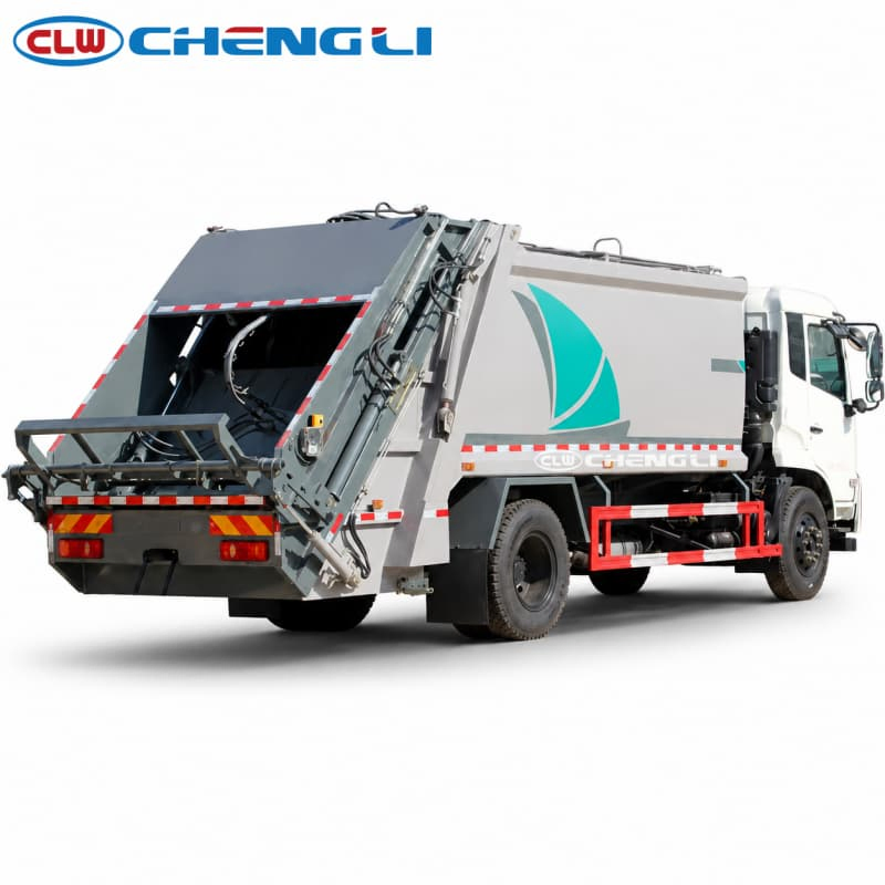 14m³ Municipal Garbage Compactor Truck — rear-side view