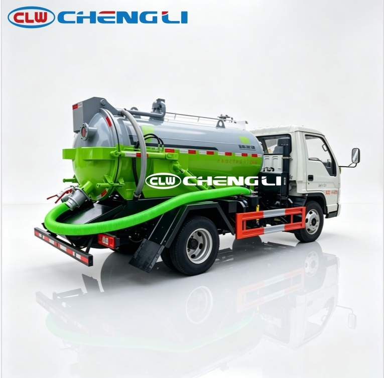2,200L Mini Vacuum Truck — rear-side view