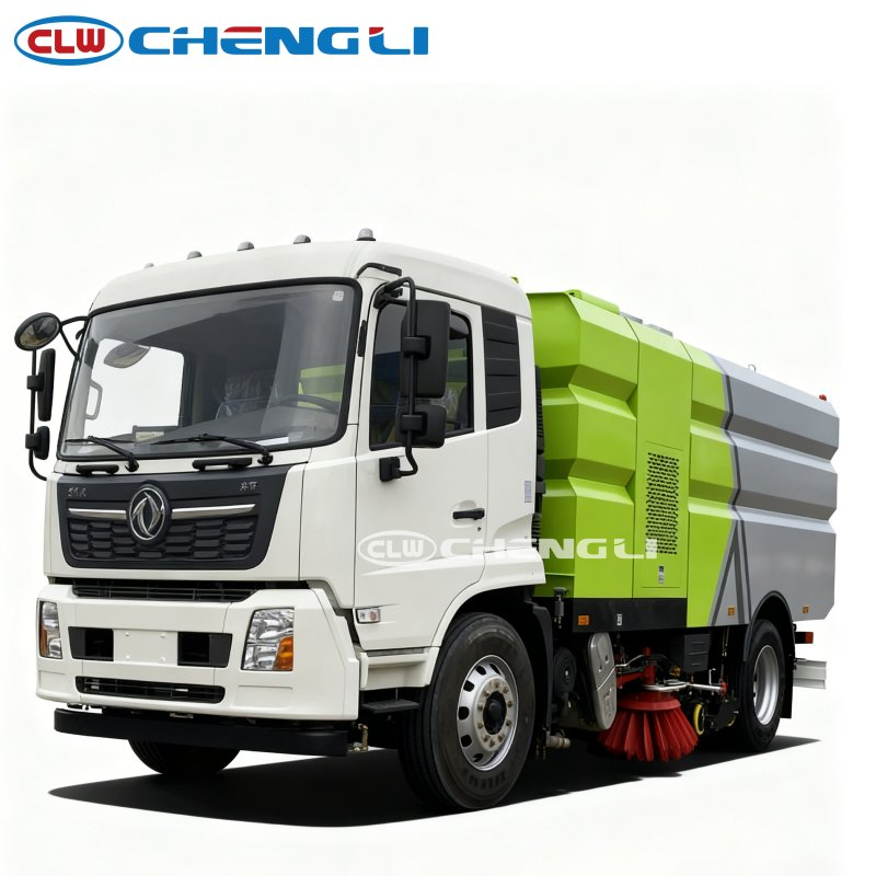 4x2 road sweeper truck, closer front-left view